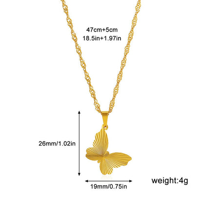 Round, Heart, Square, or Bow Design with Water Wave Chain Necklace - Trendy Radar