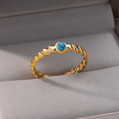 Round White Turquoise Ring - Adjustable - Trendy Radar