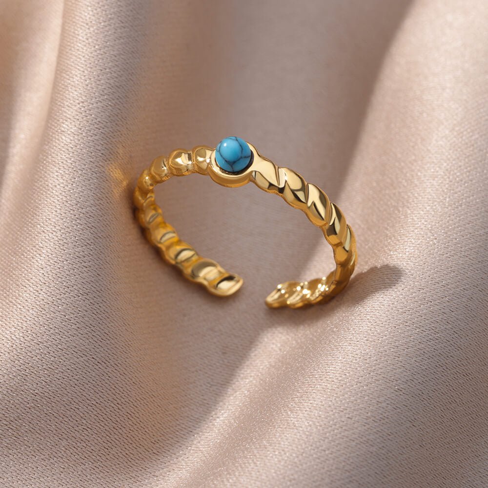 Round White Turquoise Ring - Adjustable - Trendy Radar