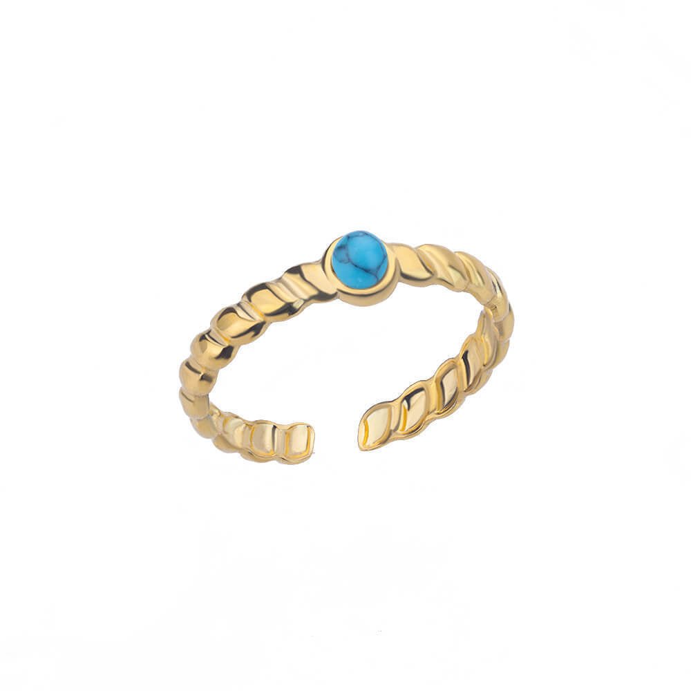 Round White Turquoise Ring - Adjustable - Trendy Radar