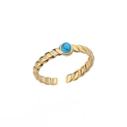 Round White Turquoise Ring - Adjustable - Trendy Radar