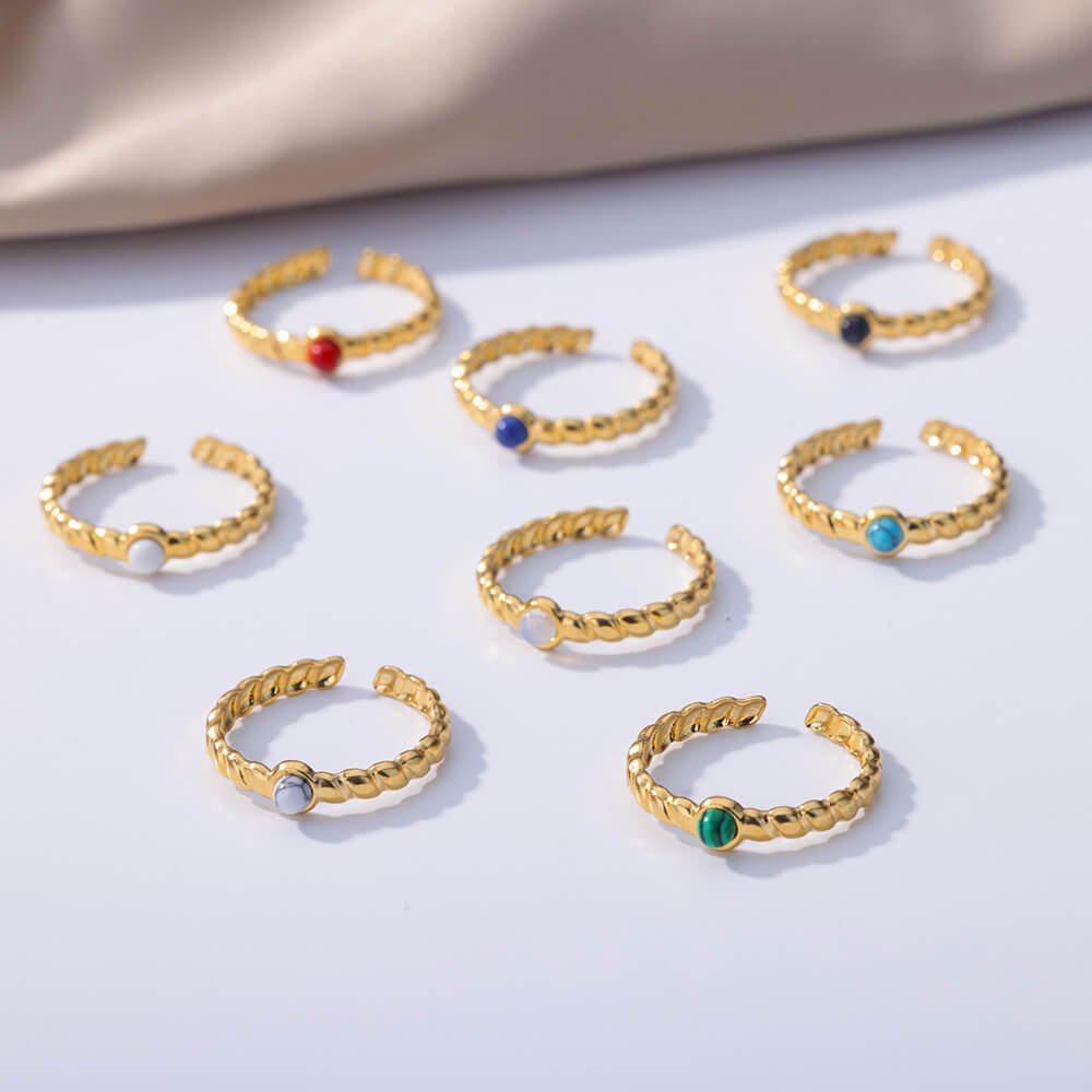 Round White Turquoise Ring - Adjustable - Trendy Radar