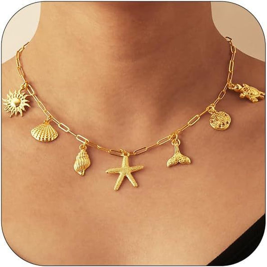 Shell & Sun Starfish Summer Beach Necklace - Trendy Radar