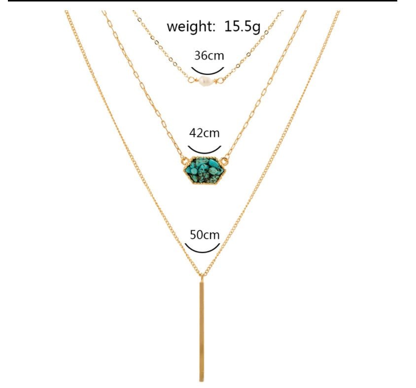 Simple Diamond - Shaped Natural Turquoise Pendant Necklace - Trendy Radar
