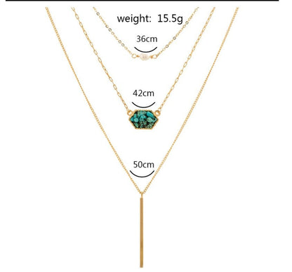 Simple Diamond - Shaped Natural Turquoise Pendant Necklace - Trendy Radar