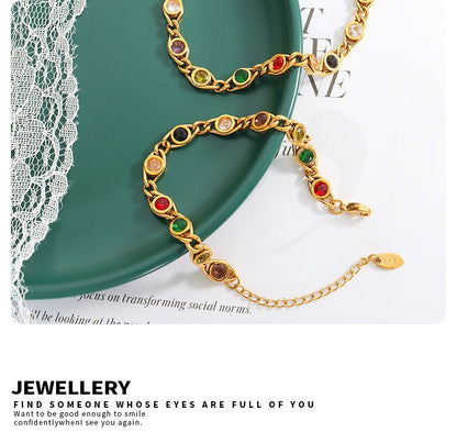 Small Fish Eye Design Colorful Zircon Necklace & Bracelet - Trendy Radar