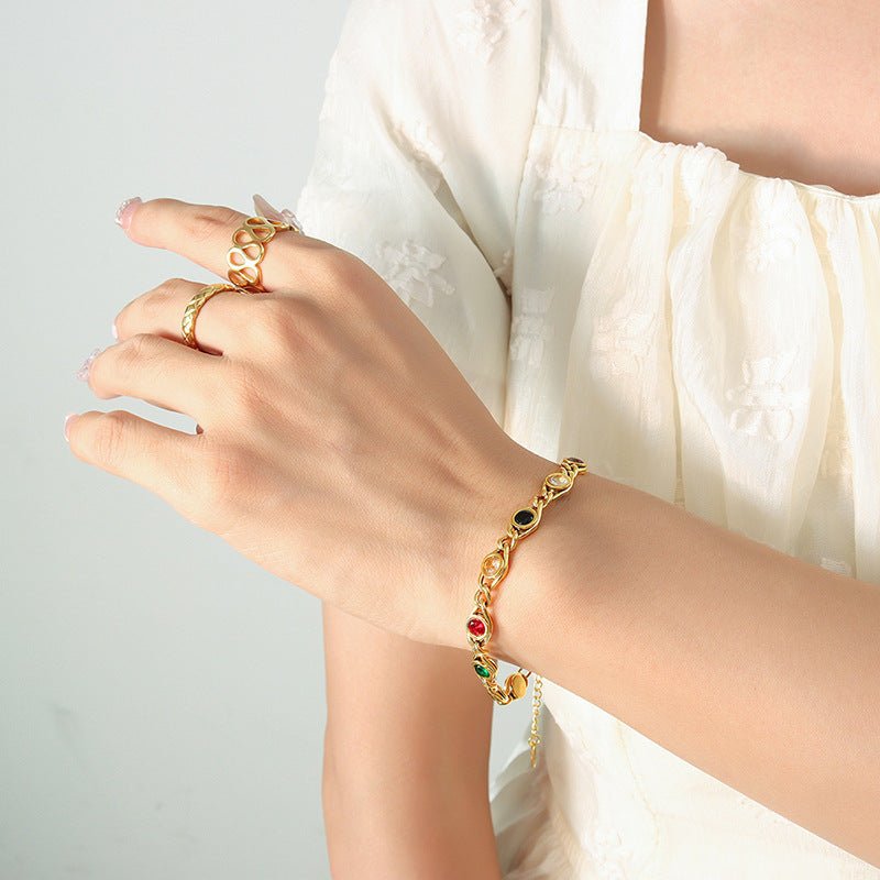 Small Fish Eye Design Colorful Zircon Necklace & Bracelet - Trendy Radar