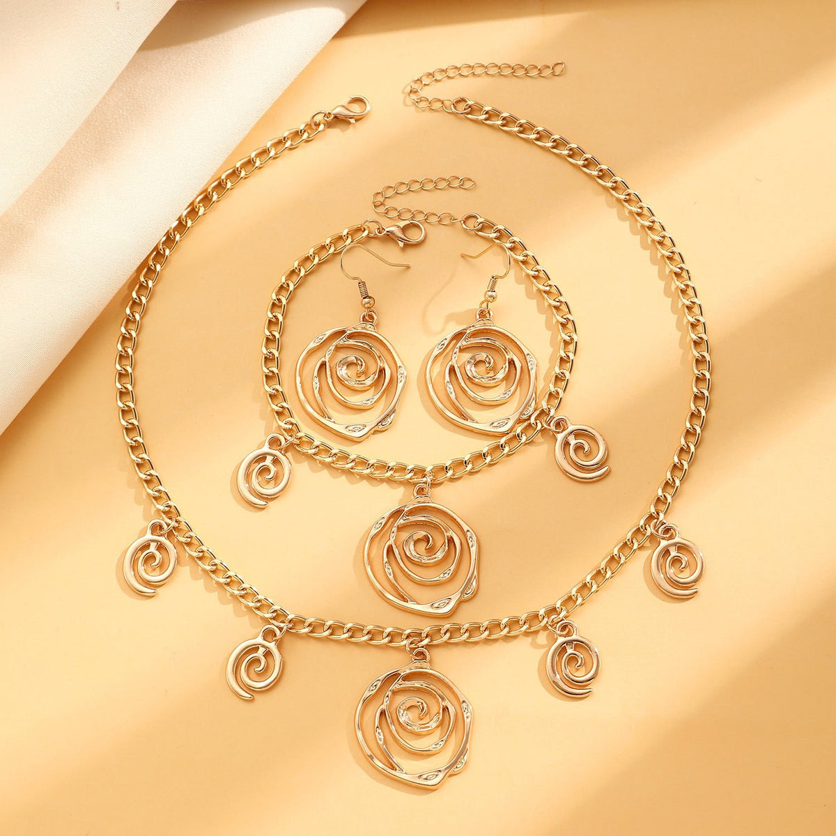 Spiral Donut Necklace, Bracelet & Earrings Set - Trendy Radar