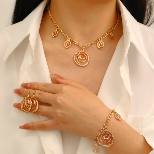 Spiral Donut Necklace, Bracelet & Earrings Set - Trendy Radar