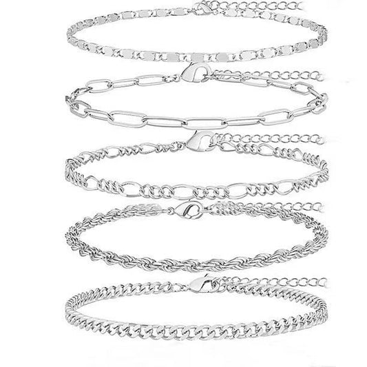 Stainless Steel 5 - Piece Bracelet Set - Trendy Radar