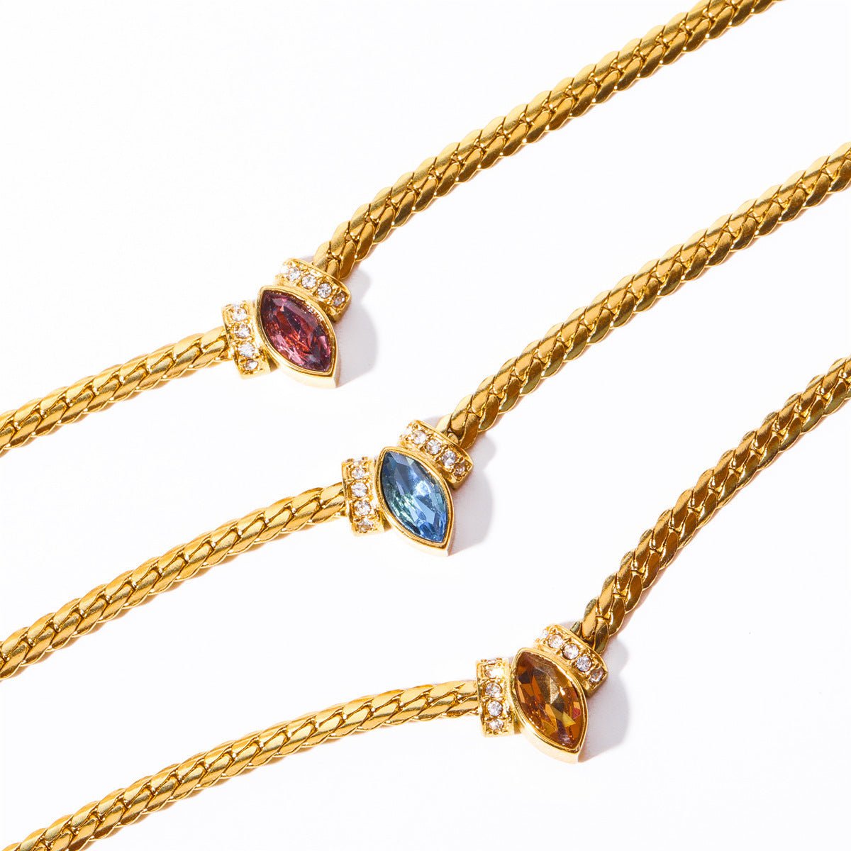 Stainless Steel Horse Eye Zircon Necklace - Trendy Radar