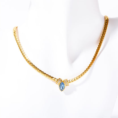 Stainless Steel Horse Eye Zircon Necklace - Trendy Radar