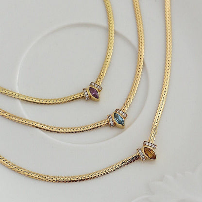 Stainless Steel Horse Eye Zircon Necklace - Trendy Radar