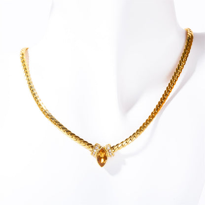 Stainless Steel Horse Eye Zircon Necklace - Trendy Radar