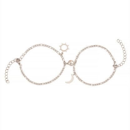 Stainless Steel Sun & Moon Magnetic Couple Bracelet - Trendy Radar