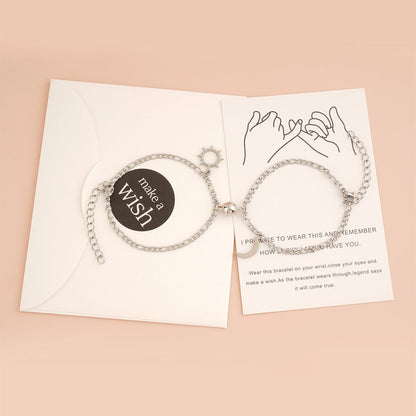 Stainless Steel Sun & Moon Magnetic Couple Bracelet - Trendy Radar