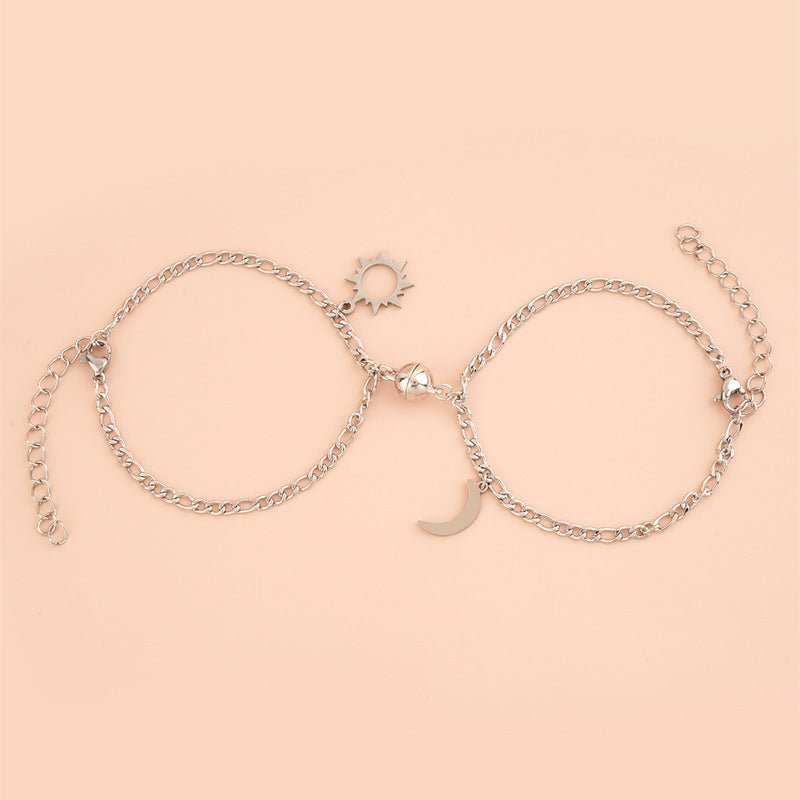 Stainless Steel Sun & Moon Magnetic Couple Bracelet - Trendy Radar