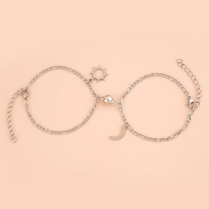 Stainless Steel Sun & Moon Magnetic Couple Bracelet - Trendy Radar