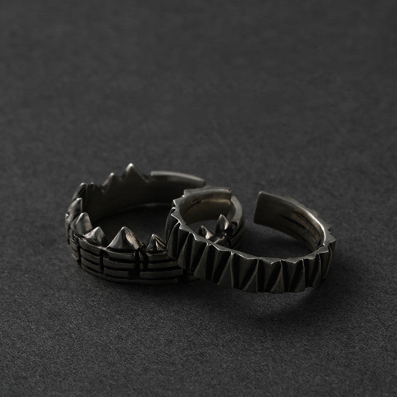 Sterling Silver Couple Ring – Adjustable Geometric Design - Trendy Radar