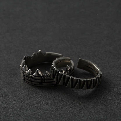 Sterling Silver Couple Ring – Adjustable Geometric Design - Trendy Radar