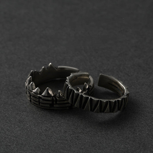 Sterling Silver Couple Ring – Adjustable Geometric Design - Trendy Radar