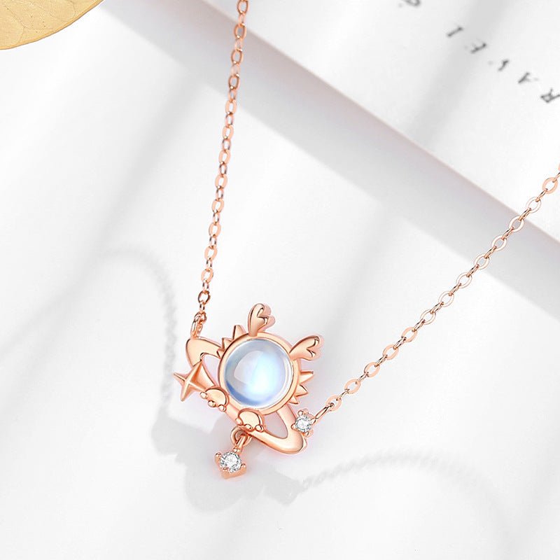 Sterling Silver Dragon Moonstone Necklace - Trendy Radar