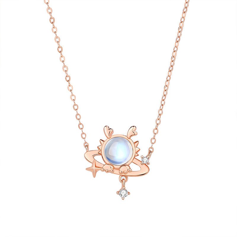 Sterling Silver Dragon Moonstone Necklace - Trendy Radar