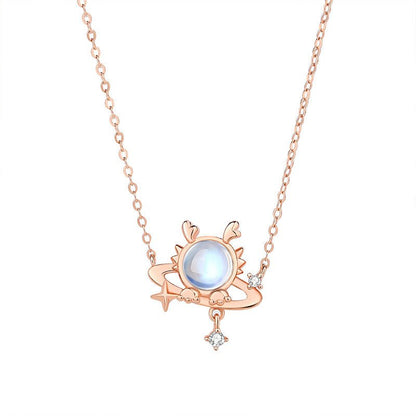 Sterling Silver Dragon Moonstone Necklace - Trendy Radar