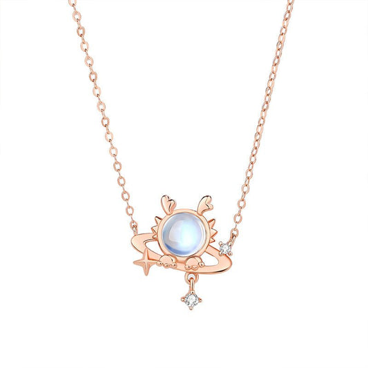 Sterling Silver Dragon Moonstone Necklace - Trendy Radar