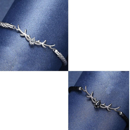 Sterling Silver Reindeer Horns Bracelet - Trendy Radar