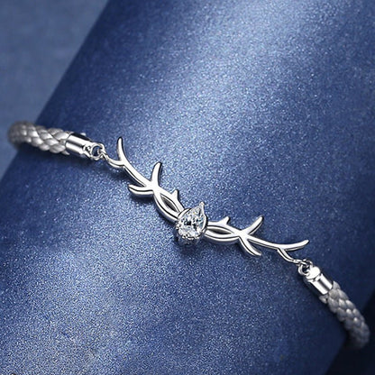 Sterling Silver Reindeer Horns Bracelet - Trendy Radar