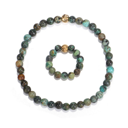 Summer New African Turquoise Elastic Bracelet 7 Ring - Trendy Radar