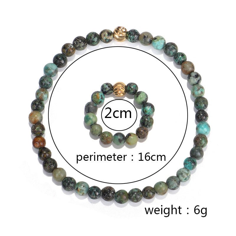 Summer New African Turquoise Elastic Bracelet 7 Ring - Trendy Radar