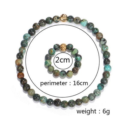 Summer New African Turquoise Elastic Bracelet 7 Ring - Trendy Radar