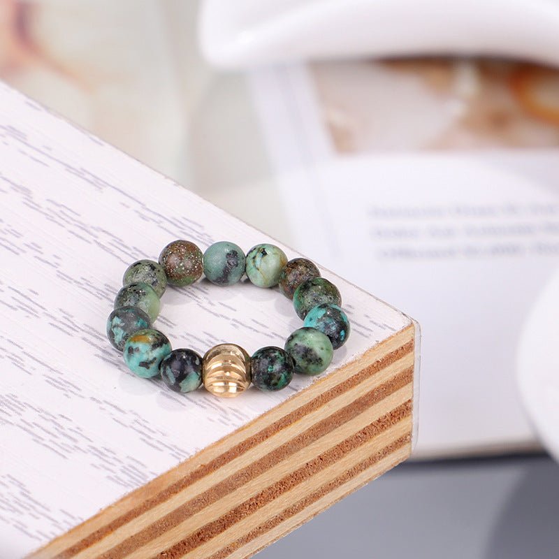 Summer New African Turquoise Elastic Bracelet 7 Ring - Trendy Radar