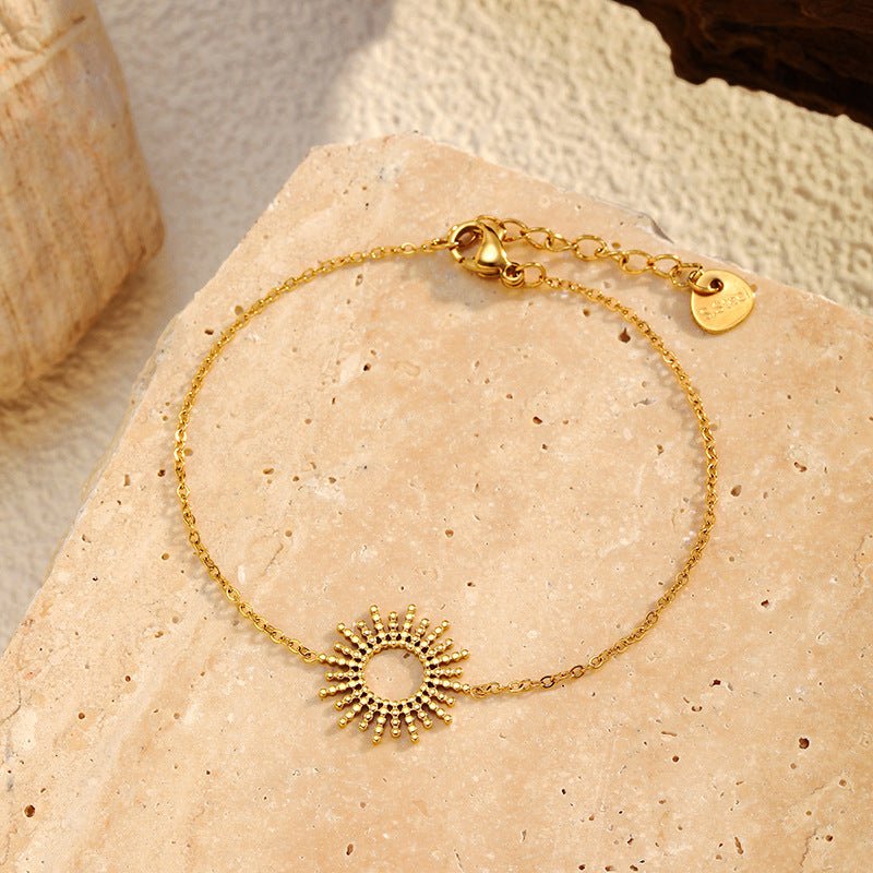 SUNFLOWER Gold Stainless Steel Necklace & Bracelet Set - Trendy Radar