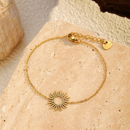 SUNFLOWER Gold Stainless Steel Necklace & Bracelet Set - Trendy Radar