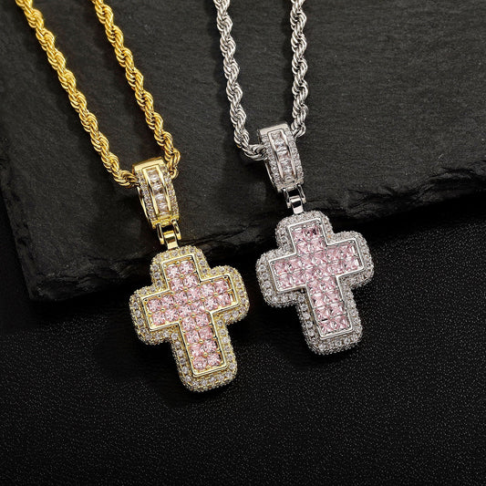 T - Square Cross Necklace with Zircon Crystal - Trendy Radar