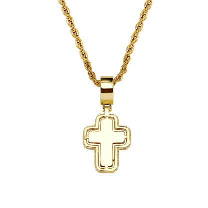 T - Square Cross Necklace with Zircon Crystal - Trendy Radar