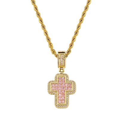 T - Square Cross Necklace with Zircon Crystal - Trendy Radar