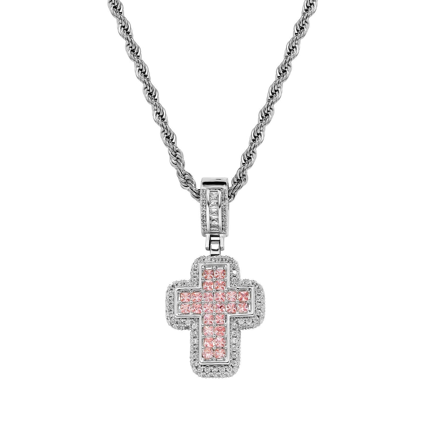 T - Square Cross Necklace with Zircon Crystal - Trendy Radar