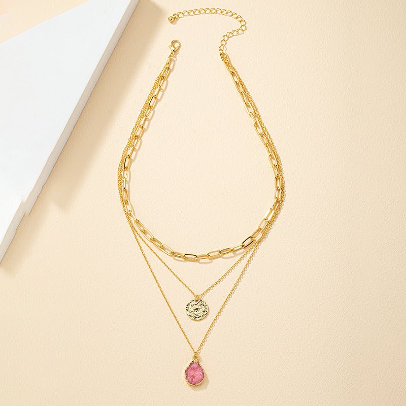 Three - Layer Crystal Bud Pendant Necklace - Trendy Radar