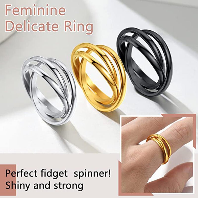 Three - Ring Rotating Anxiety Relief Ring - Trendy Radar