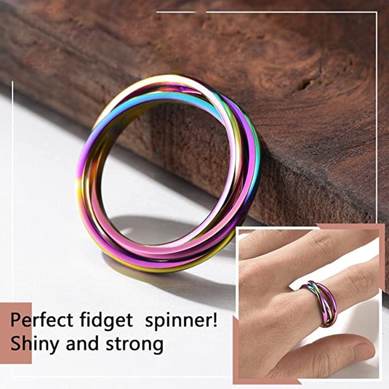Three - Ring Rotating Anxiety Relief Ring - Trendy Radar