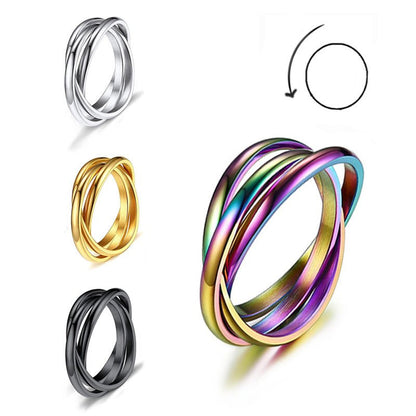 Three - Ring Rotating Anxiety Relief Ring - Trendy Radar