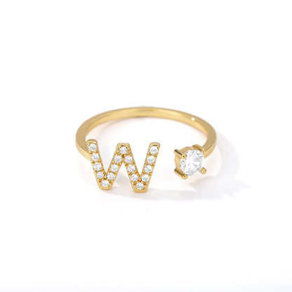 Tiny Initial Letter Ring A–Z, Adjustable - Trendy Radar