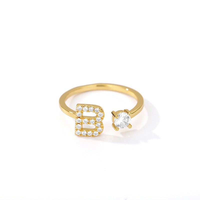 Tiny Initial Letter Ring A–Z, Adjustable - Trendy Radar