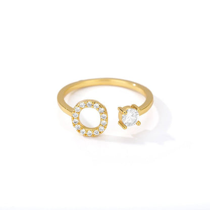 Tiny Initial Letter Ring A–Z, Adjustable - Trendy Radar