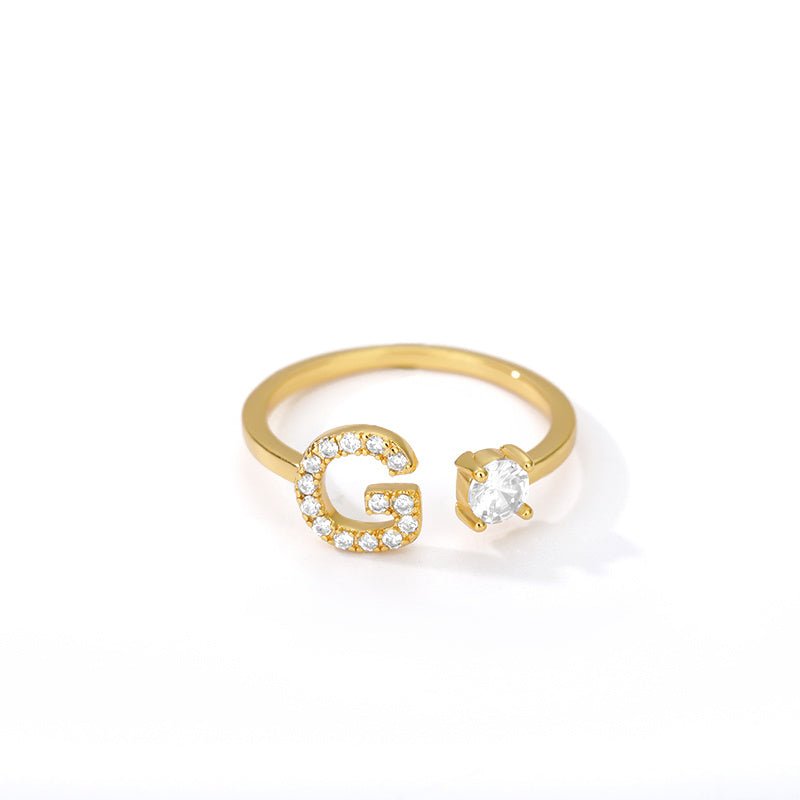 Tiny Initial Letter Ring A–Z, Adjustable - Trendy Radar