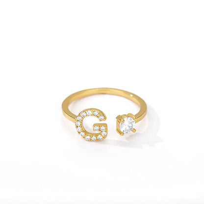 Tiny Initial Letter Ring A–Z, Adjustable - Trendy Radar
